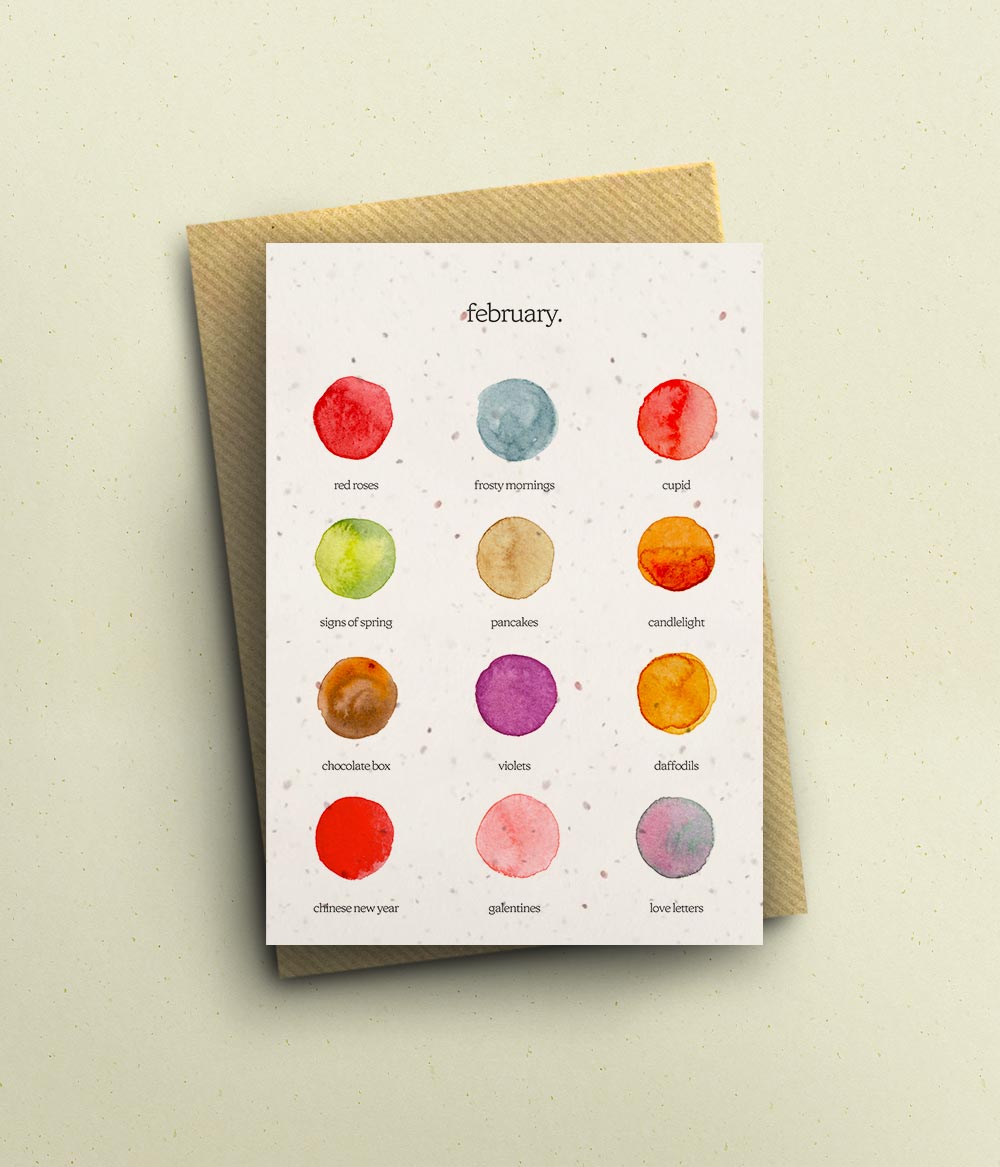 February Content. Card The Colours of February Card – bytillyillustration