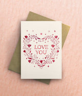 "Love You" Heart Valentine's Card