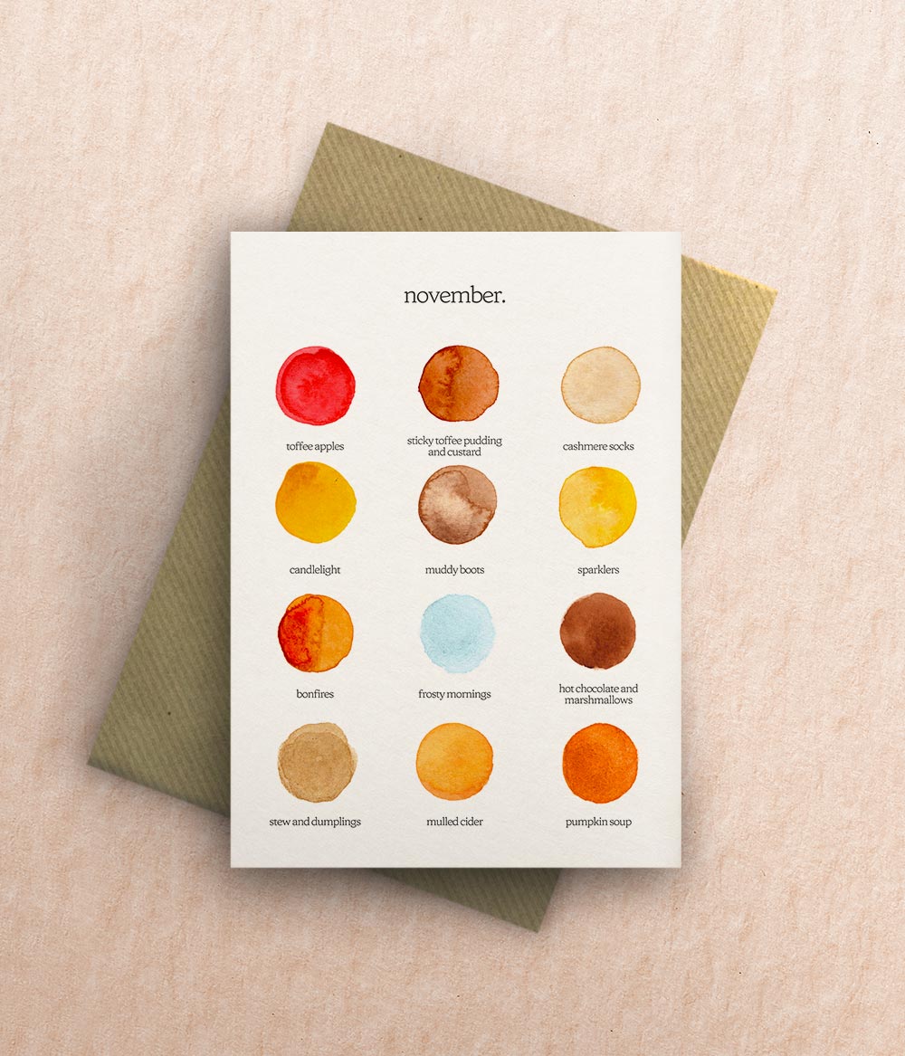 The Colours of November Card – bytillyillustration