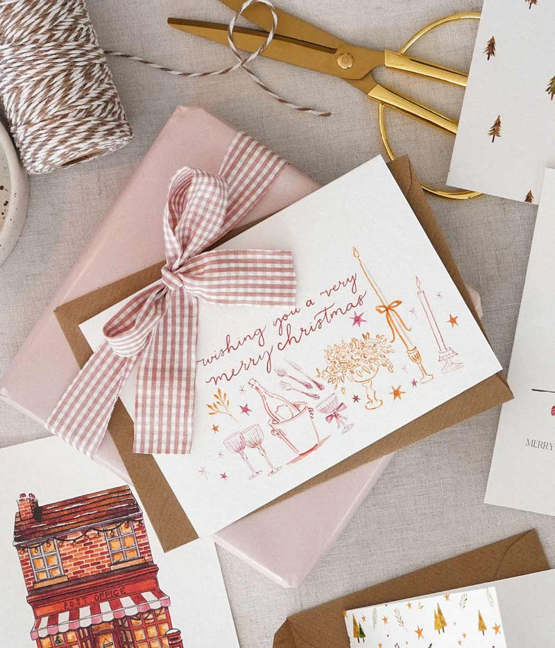 Pink Very Merry Christmas Card