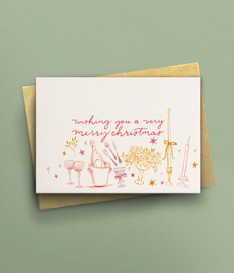 Pink Very Merry Christmas Card