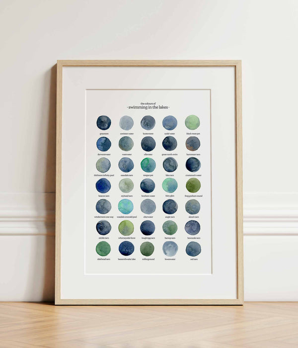 The Colours of Swimming in the Lakes Print