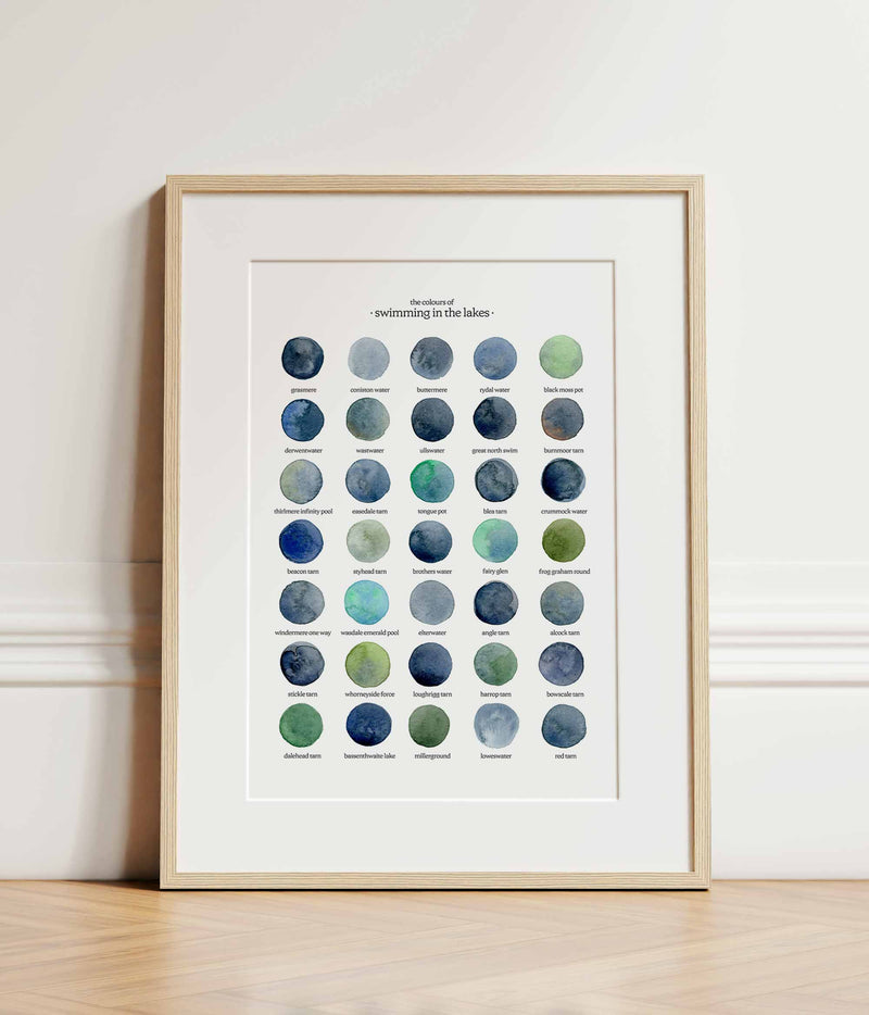 The Colours of Swimming in the Lakes Print