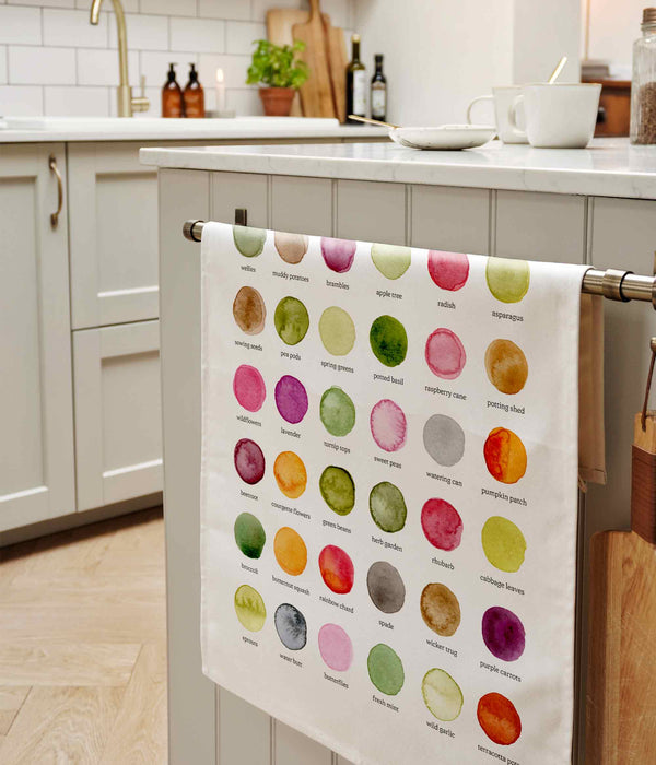 The Colours of The Allotment Cotton Tea Towel
