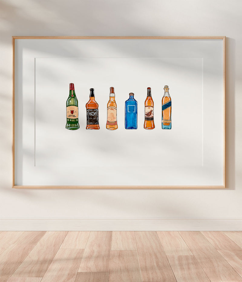 Whiskey Bottles Print