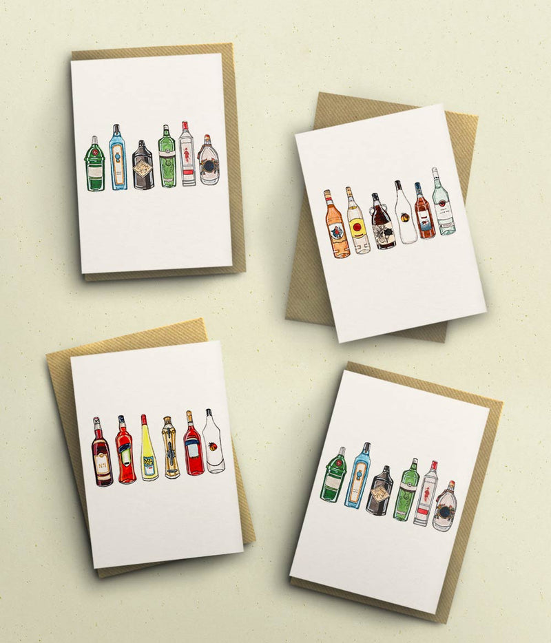 Bottle Cards Multipack - 8 Cards - bytillyillustration