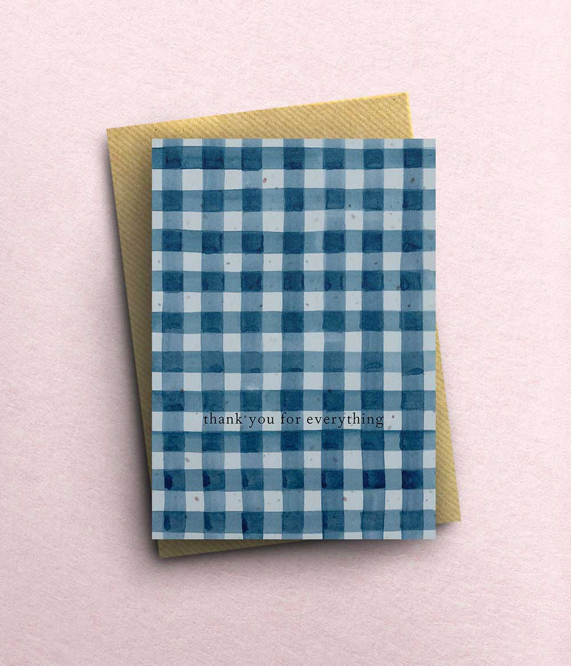 Navy Gingham Thank You Card