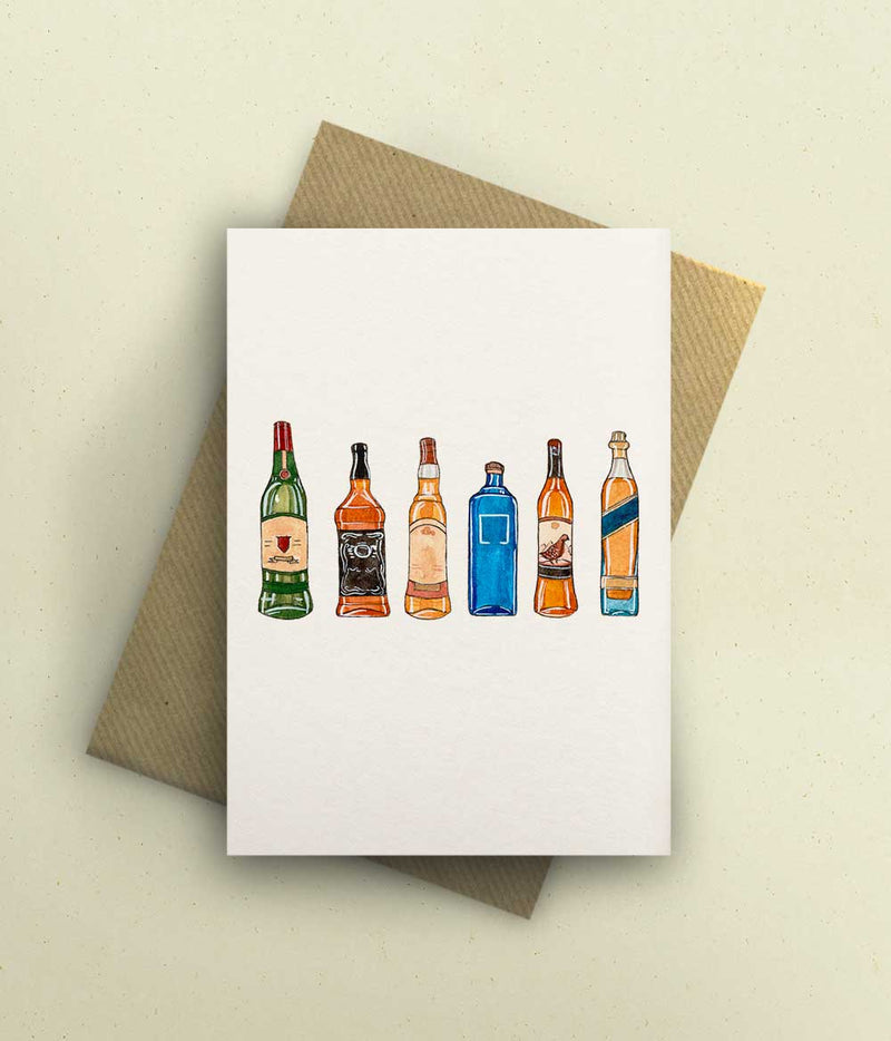 Whiskey Bottles Card