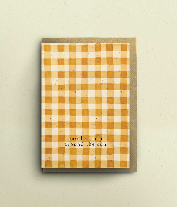 Yellow Gingham Birthday Card