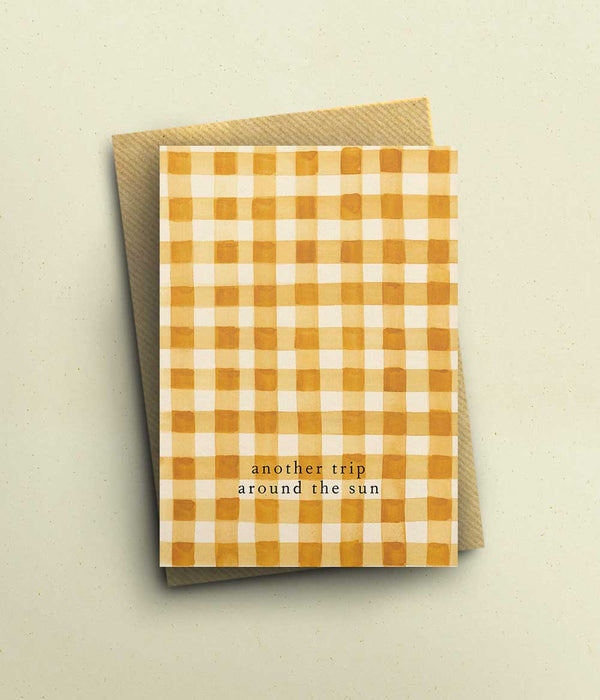 Yellow Gingham Birthday Card