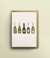 Champagne Bottles Card - A6 - bytillyillustration