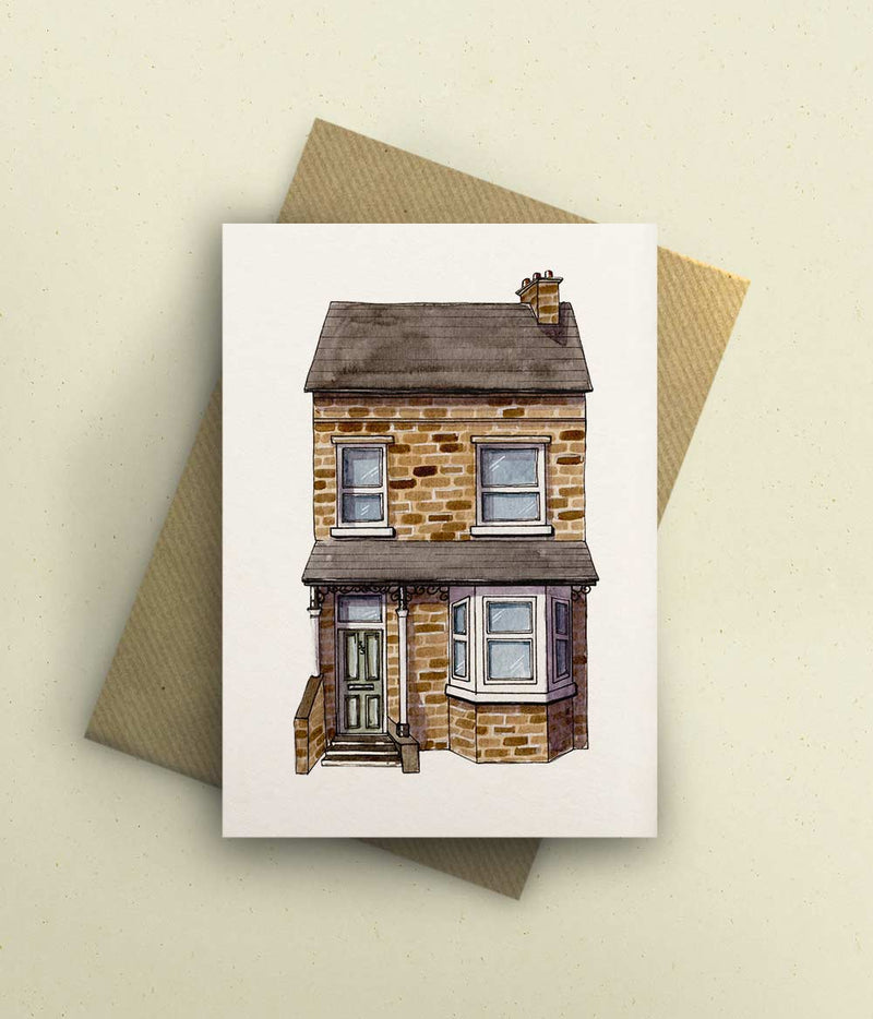 Custom Watercolour House Card - A6 - bytillyillustration