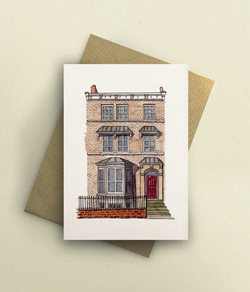 Custom Watercolour House Card - A6 - bytillyillustration