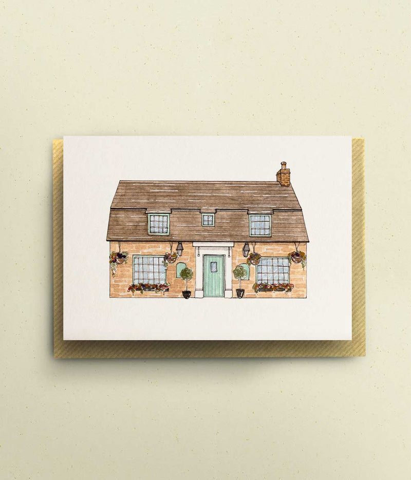 Custom Watercolour House Card - A6 - bytillyillustration