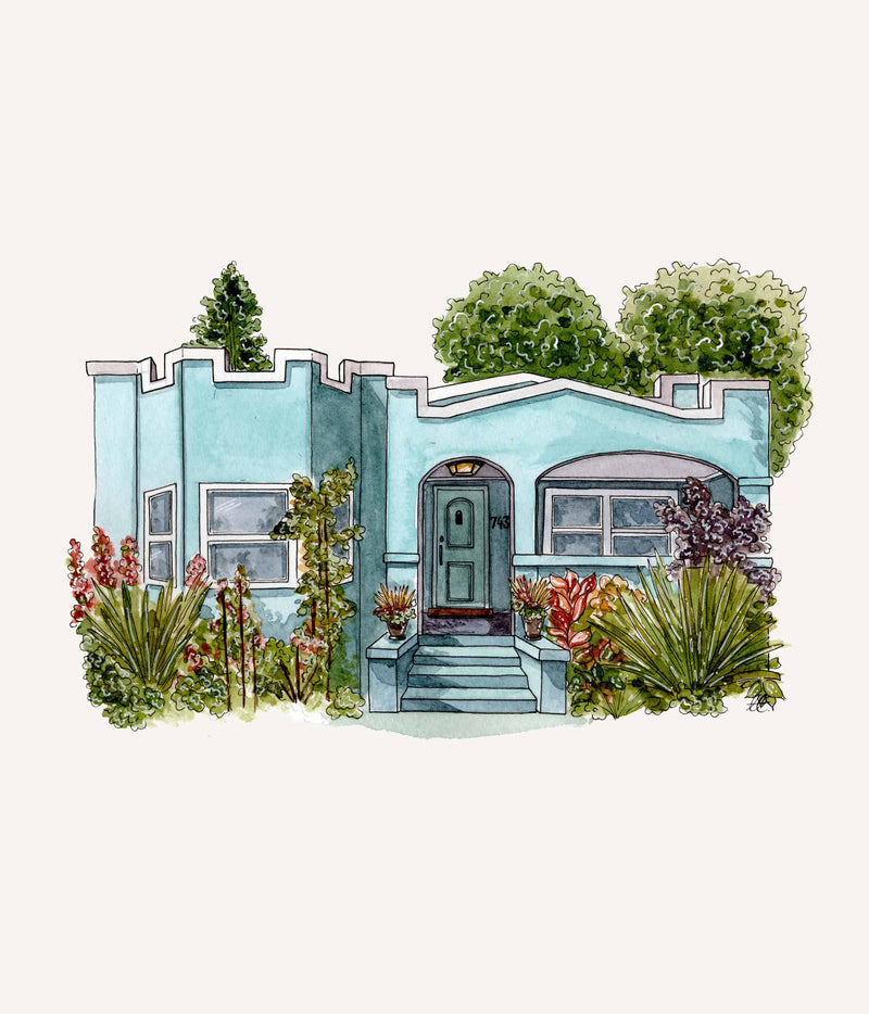 Custom Watercolour House Illustration - A3 - bytillyillustration