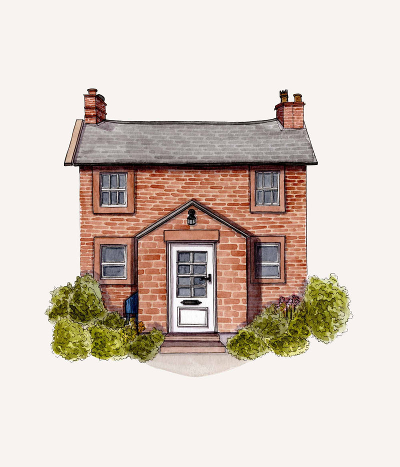 Custom Watercolour House Illustration - A3 - bytillyillustration