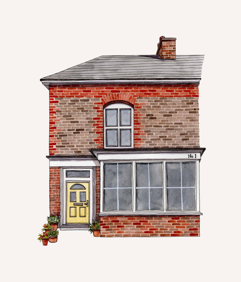 Custom Watercolour House Illustration - A3 - bytillyillustration