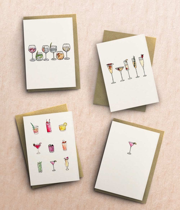 Drinks Cards Multipack - 300gsm white paper - bytillyillustration