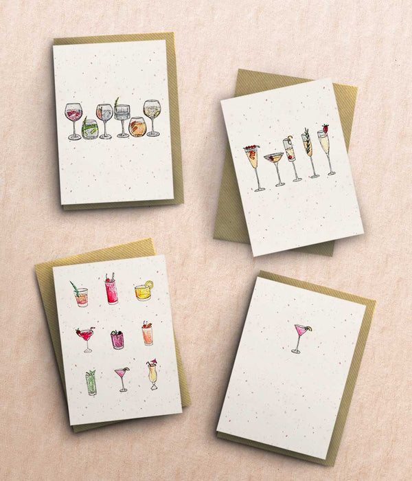 Drinks Cards Multipack - Seeded Paper - bytillyillustration