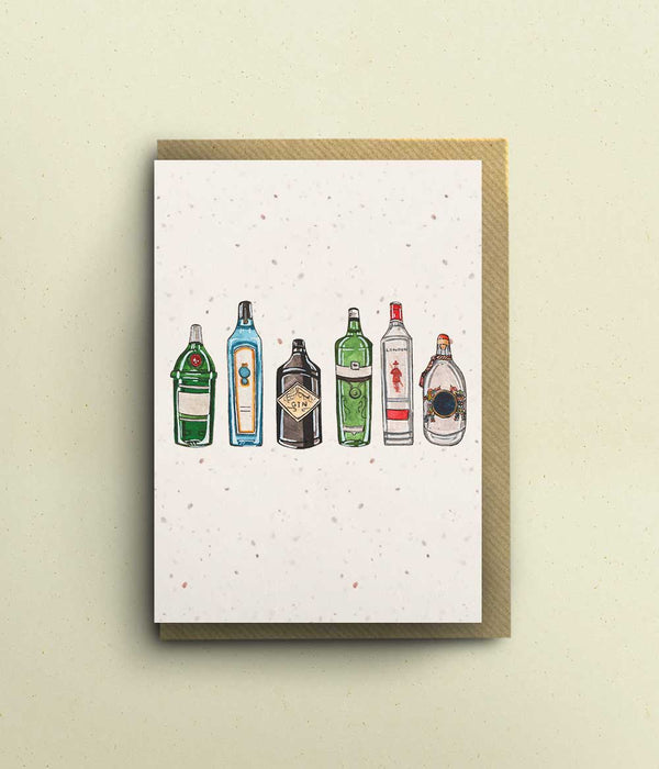 Gin Bottles Card - A6 - bytillyillustration