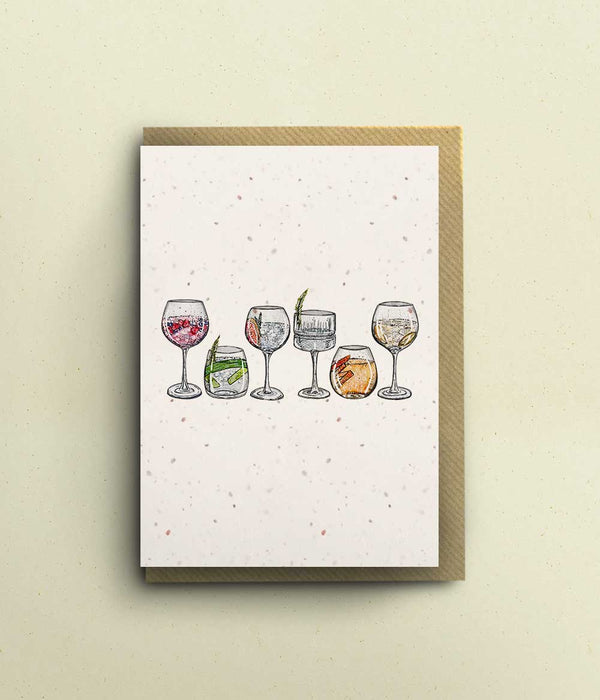 Gin Glasses Card - A6 - bytillyillustration